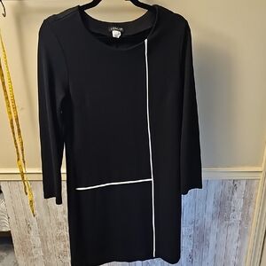 A4# VENUS Elegant Black Dress with White Accents